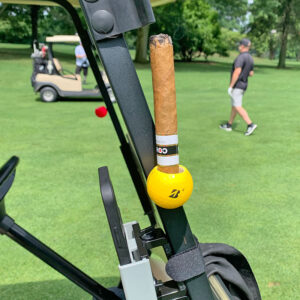 Rest your expensive cigar safely in a yellow Cigar Ball